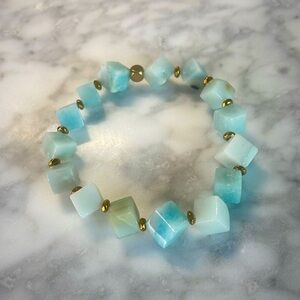 Cubed amazonite raw bracelet